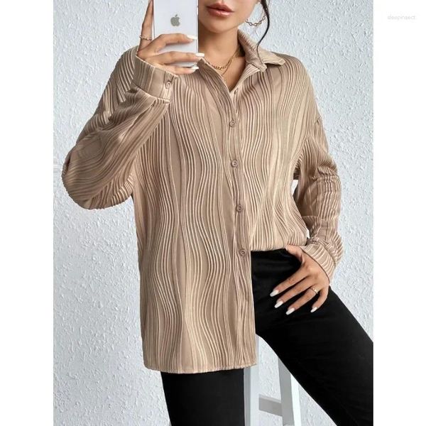 Blusas femininas moda feminina casual tops soltos design vintage camisa botão para cima roupas blusas mujer elegante senhora 29736