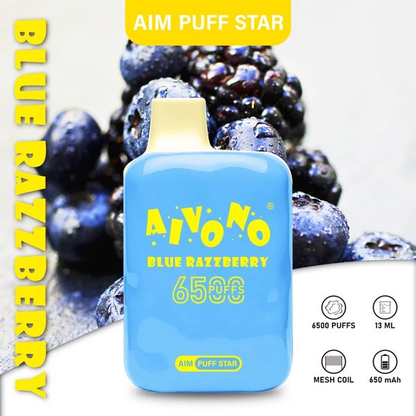 Original AIVONO Aim Puffstar 6500 Puffs Einweg-E-Zigaretten 0% 2% 5% 13 ml Mesh Coil Pod Batterie wiederaufladbar 650 mAh Vape E Cigs Pen 10 Geschmacksrichtungen verfügbares Gerät