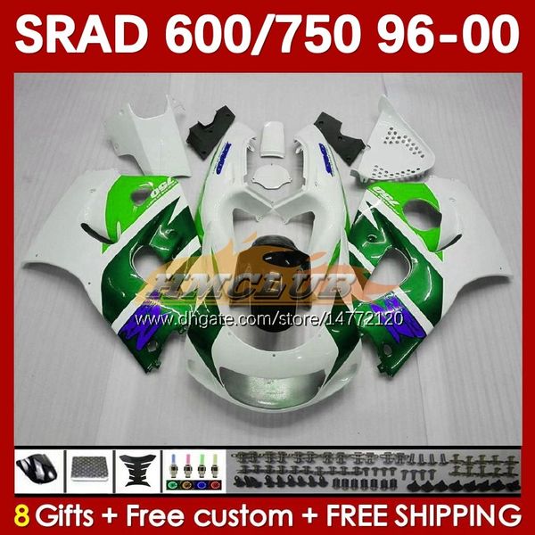 Motorradverkleidungen für SUZUKI SRAD GSXR 750 600 CC 600CC 96 97 98 99 00 168No.95 GSX-R750 GSXR600 1996 1997 1998 1999 2000 GSXR750 GSXR-600 750CC 96-00 Körper grün weiß