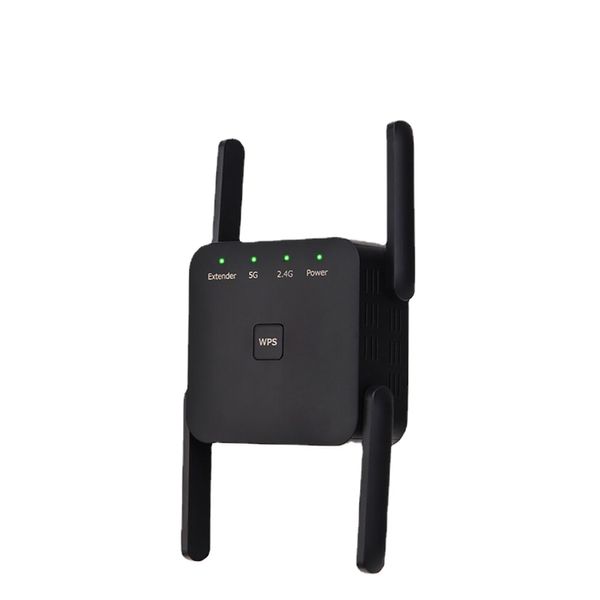 Amplificador de extensor Wi -Fi 5GHz AC1200 WiFi Repeater de 1200 Mbps Black 2.4g 5GHz WiFi Signal Booster Long Range Network