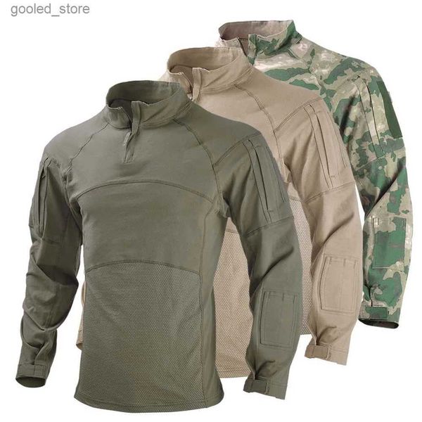 Camicie casual da uomo Camicie tattiche da uomo Esercito Combattimento Airsoft Top Safari Trekking Manica lunga antiscivolo Abbigliamento da caccia militare Camicia da campeggio da pesca Q231106