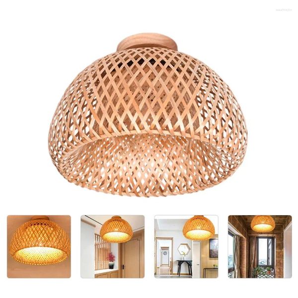 Lâmpadas pendentes Zen lâmpada de parede pendurado sombra decorativa luminária metal bambu tecido abajur