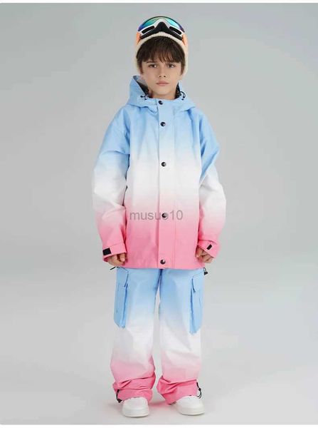 Andere Sportartikel 2023 Neueste Kinder Skianzug Kinder Jacke Hosen Set Regenbogen warm wasserdicht winddicht Jungen Mädchen Outdoor Skibekleidung Ausrüstung HKD231106