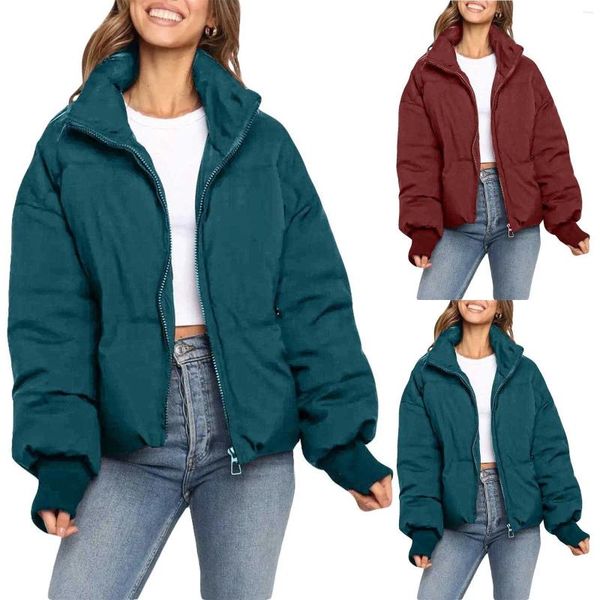 Jaquetas femininas jaqueta de inverno leve cortada embalável acolchoada zip up maternidade mulheres para baixo