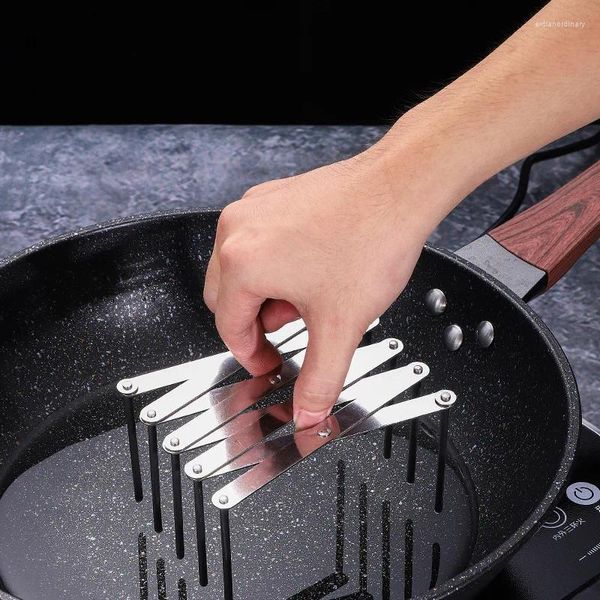 Küche Lagerung Werkzeuge Edelstahl Schrumpfen Rack Für Haushalt Reis Schüssel Platte Ablassen Klapp Dampfenden Organizer