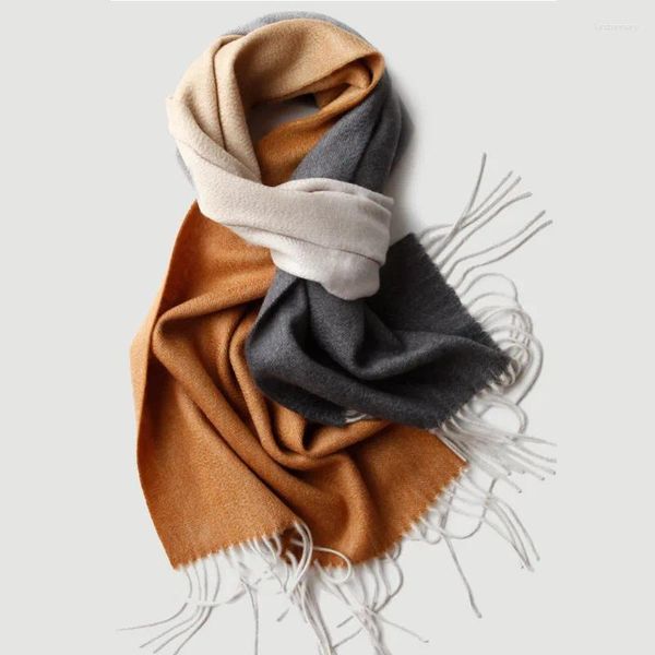 Sciarpe Sciarpa di Cachemire Per Le Donne Sfumatura di Colore Puro Scialle Lungo Femminile Inverno Caldo Morbido Collo Pashmina 2023