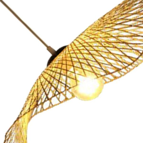Lâmpadas pendentes bambu vime candelabro lâmpada luminárias luz de teto para restaurante
