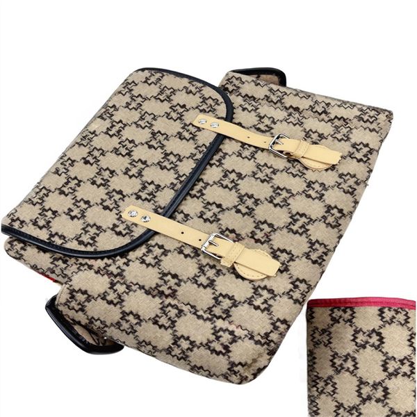 Saco de fraldas impermeável mamãe saco de fraldas bebê bebê zíper marrom xadrez impressão vendas mochila mensageiro fralda pilha tote saco moda conjunto de três peças z05