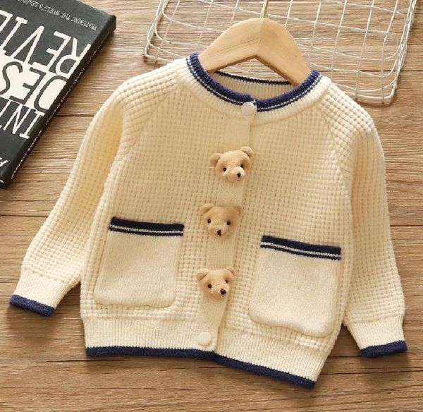 Pulôver outono bebê meninas roupas suéteres para crianças urso cardigan criança manga longa roupas 18m8 anos 20216070903