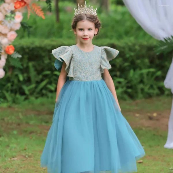 Mädchenkleider Tüll-Blumenkleid für Hochzeit, Geburtstag, Abendparty, Schönheitswettbewerb, Ball, Brautjungfernkleid, Kinder-Erstkommunionkleidung