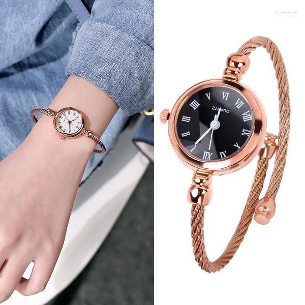 Orologi da polso Luxury Gold Bangle Bracciale Orologi Acciaio inossidabile Retro Ladies Quartz Fashion Casual Women Dress Colck Watch Moun22