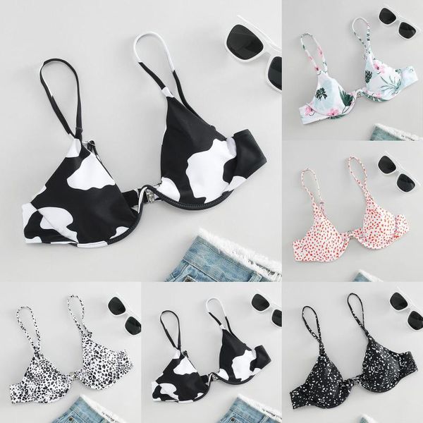 Bra de natação de roupas de banho feminina com feminino de vaca biquíni de biquíni bandagem de biquíni Push up