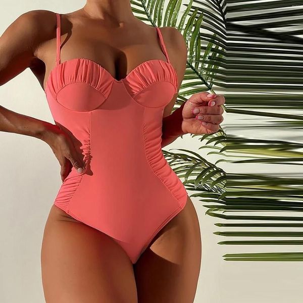 Costumi da bagno da donna Sexy Bikini a vita alta da donna Wrap Push Up Costume da bagno Costume da bagno Tinta unita Mujer Set 2023 Monokini Summer