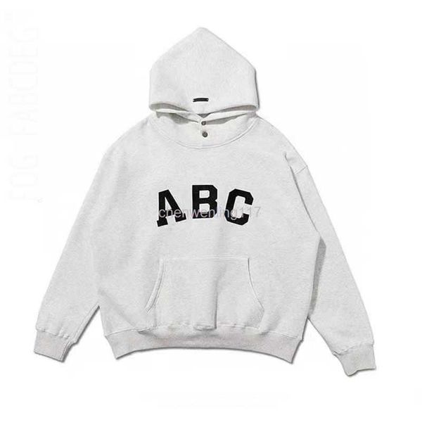 2OJE felpa con cappuccio con cappuccio firmati da uomo felpe con cappuccio ABC affollamento lettera marchio di moda high street vestibilità ampia uomo donna grigio versatile casual maglione di puro cotone