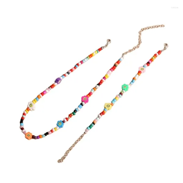 Collana con orecchini set di perline di resina e argilla fatte a mano e bracciale con perline carine regalo di gioielli giocosi per donne adolescenti 57BD