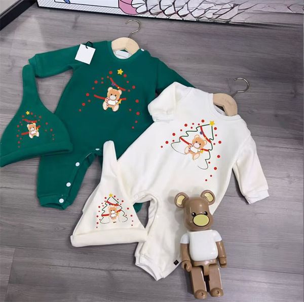 Bebês infantis crianças macacões grossos macacões 2 peças conjuntos de moda treino designer impressão papai noel macacão bonito bebê crianças macacões crianças roupas de inverno