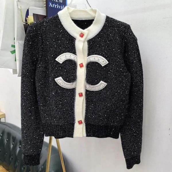 Maglioni di lusso con paillettes 23C maglione da donna firmato a maniche lunghe cardigan lavorato a maglia