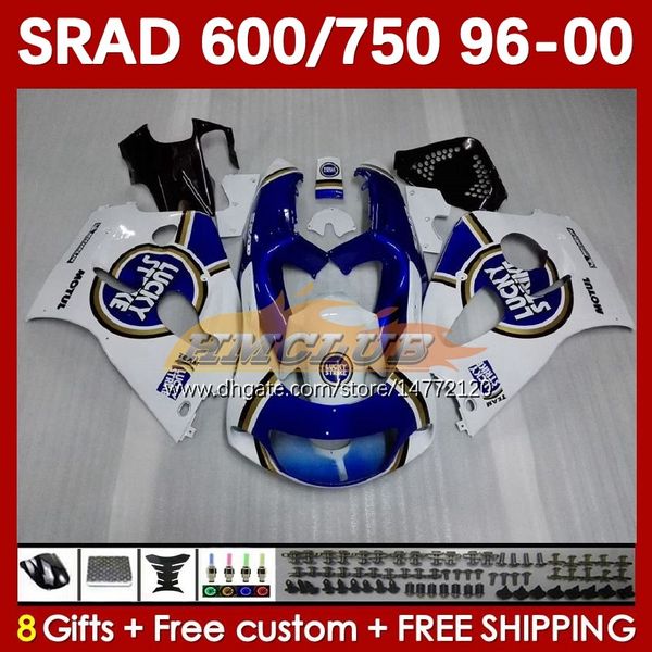 Мотоциклевые обтекатели для Suzuki Srad Blue Lucky GSXR 750 600 CC 600CC 750CC 96-00 168NO.32 GSXR750 GSXR-600 96 97 98 99 00 GSX-R750 GSXR600 1996 1997 1998 2000 2000 Body Body.