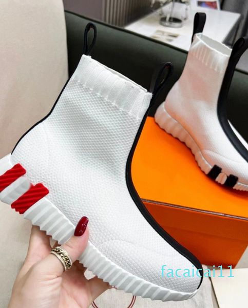 Lüks eğlenceli spor ayakkabı tasarımcısı erkek kadınlar çorap ayakkabıları moda kumaş manşet yüksek üst sıradan spor ayakkabıları