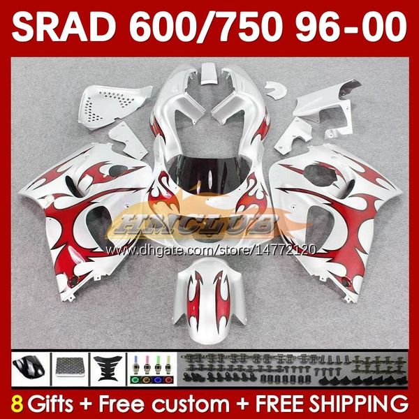 Motorradverkleidungen für SUZUKI SRAD GSXR 750 600 CC 600CC 750CC 96-00 168No.49 GSXR750 GSXR-600 96 97 98 99 00 GSX-R750 GSXR600 1996 1997 1998 1999 2000 Körper silberrot