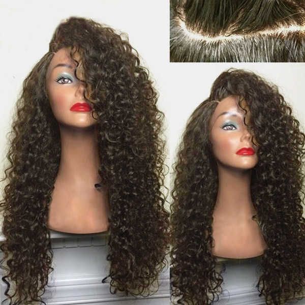 Rendimento pequeno cabelo encaracolado lado dividido ondulado tubo de ondulação mão enrolado cabelo longo feminino fibra química conjunto de cabelo botão net