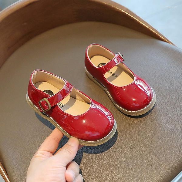 Sapatos planos Design Moda Girls All-Match Shiny Leather 2-6 anos crianças T20N11LS-10