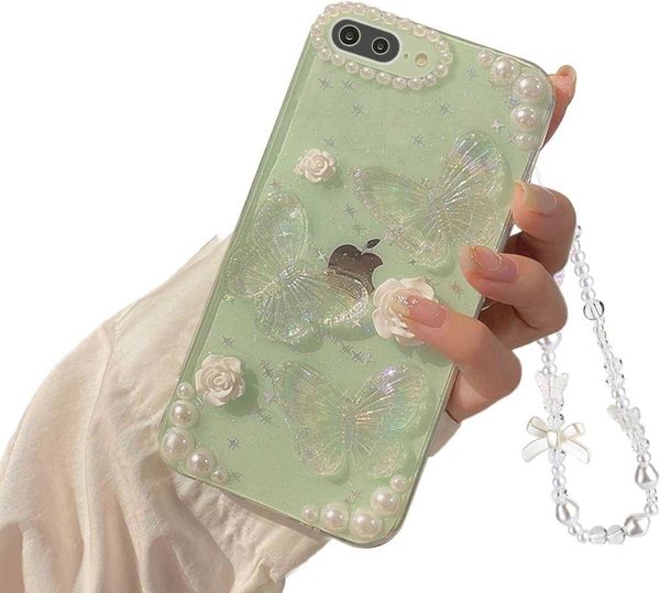 Custodia per telefono di design Custodia per telefono trasparente Apple 13 Rose 12 Butterfly Pearl Ins Fine Glitter fantasticheria 7XSZP