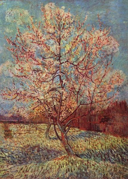 Árvore de pêssego rosa em flor por Vincent Van Gogh Reprodução de pintura a óleo em tela Arte de parede Decoração de casa Pintada à mão sem moldura