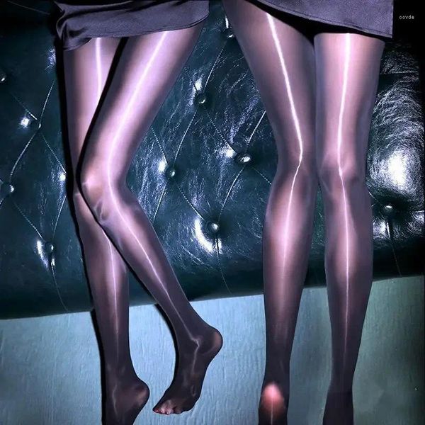 Frauen Socken 8D Öl Glänzende Transparente Strumpfhosen Sexy Strumpfhosen Mit Offenem Schritt Für Glänzend Glatte Anti Haken Strümpfe Nachtclub