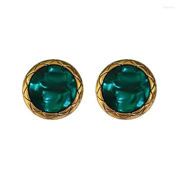 Brincos de garanhão geométrico Round Square Green Ripples Brincho acrílico para mulheres Personalidade vintage MS Jewelry Gift