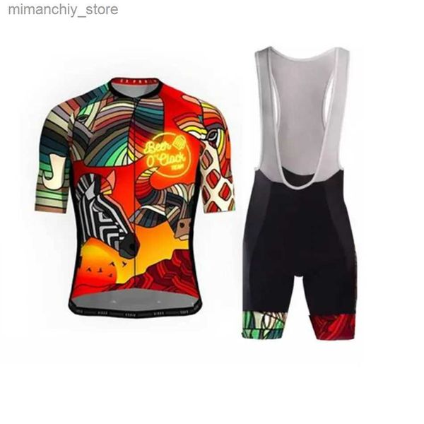 Bisiklet forması setleri yarış takımı bisiklet forması set bisiklet gömlek kiti yaz tulum yol bisikleti trisuit bib şort Maillot vücut takım elbise ropa Ciclismo Q231107