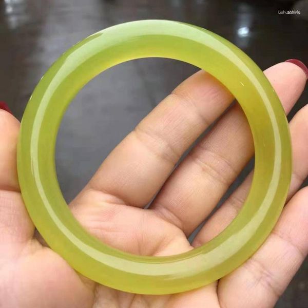 Pulseira enviar certificado real jades pulseiras mulheres cura natural jóias genuíno amarelo calcedônia redonda jadeite pulseira presentes