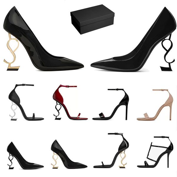 2023 Kadın Lüks Elbise Tasarımcı Ayakkabı Spor ayakkabılar Yüksek Topuklu Patent Deri Altın Ton Üçlü Siyah Nuede Kadın Lady Sandal Parti Düğün Ofisi Pompalar Ayakkabı Sneaker