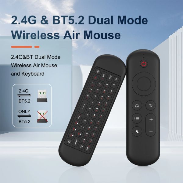 Mini teclado bluetooth 5.0 2.4g sem fio air mouse backlight controle remoto de voz para computador portátil android tv box smart tv