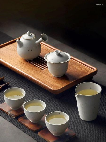 Set da tè Set teiera e tazza in ceramica fatta a mano Confezione regalo stile retrò giapponese Ceramica 4 tazze 1 teiera 2 colori contenitore