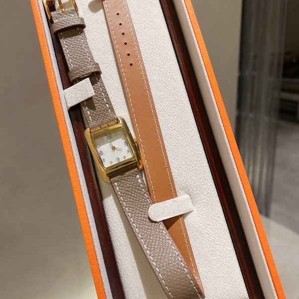 Relógios de pulso femininos de luxo 23mm para mulheres madrepérola mostrador suíço movimento de quartzo duplo laço cinto rosto quadrado nantucket série 7372