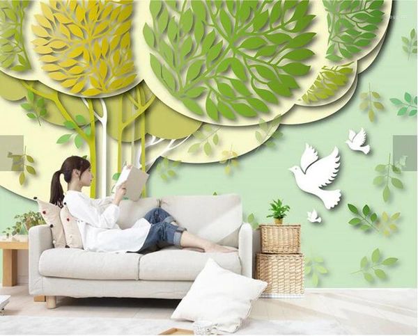 Wallpapers Neueste 3D-Wandbild Schöner und frischer abstrakter Baum Papel De Parede El Coffee Shop Wohnzimmer Sofa TV Wand Schlafzimmer Tapete