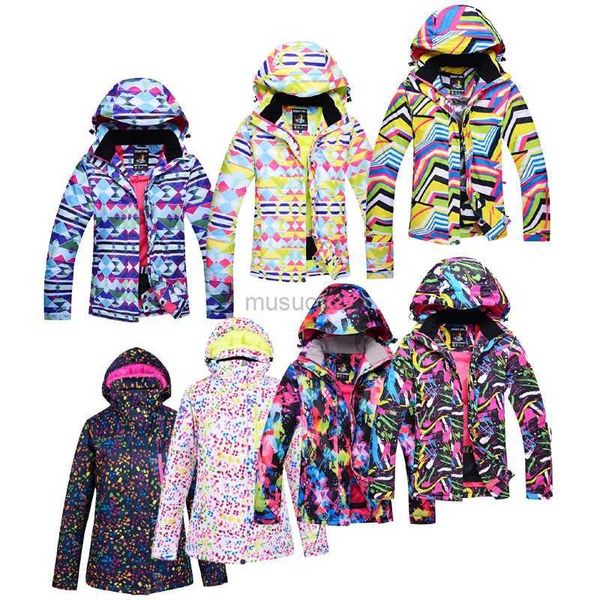 Outros artigos esportivos barato colorido feminino gelo neve terno jaquetas roupas de snowboard inverno ao ar livre usar casaco da menina traje de esqui à prova dwaterproof água feminino hkd231106