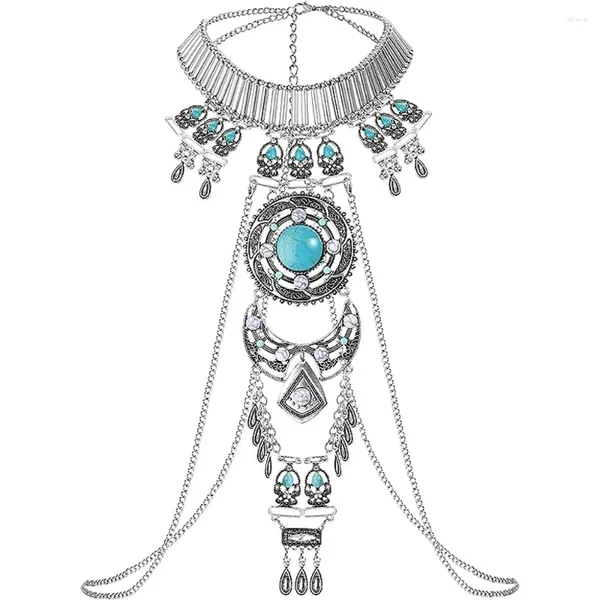 Ожерелья с подвесками, винтажное синее кофе цвета, большое акриловое ожерелье с драгоценными камнями для женщин, Европа, Америка, преувеличенная длинная цепочка для свитера, цыганские украшения