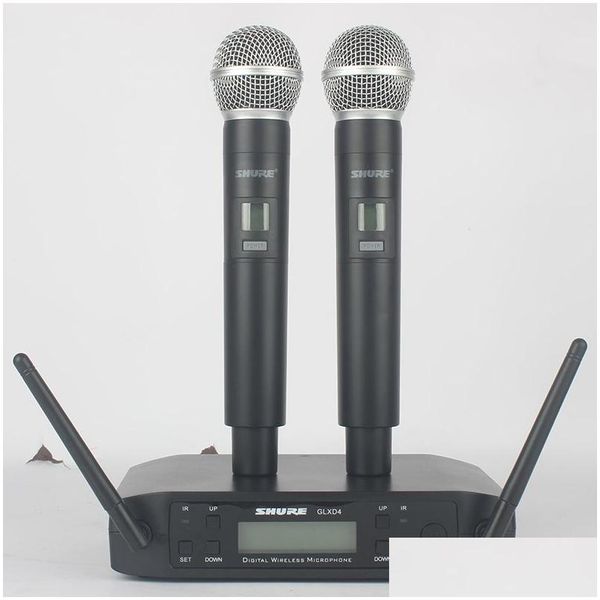 Microfones Microfone Sem Fio G-Mark GLXD4 Sistema Profissional UHF Dinâmico Mic Frequência Matic 80m Party Stage Host Church Drop de DHC4B