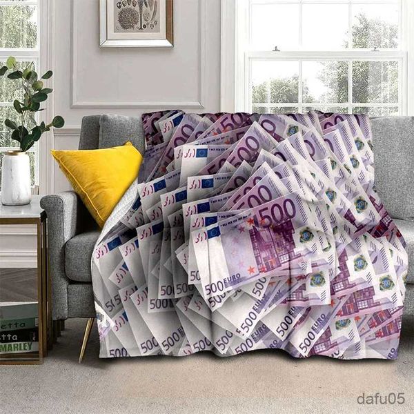 Coperte Fasce Ricco 3D Dollaro Euro Denaro Modello Coperta Morbida coperta da tiro per la casa Camera da letto Letto Divano Picnic Viaggio Ufficio Copertura Coperta Bambini R231106