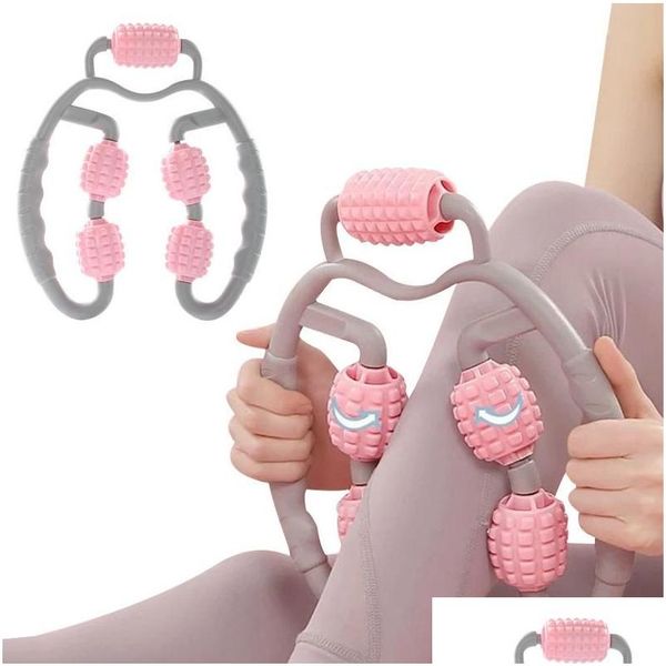 Bolas de yoga Bolas de yoga Punto de gatillo Mas Roller 360 FL Herramienta corporal Brazo Pierna Cuello Músculo Masr 4 ruedas Dispositivo de fitness para deportes Drop Deliv Dhyuq