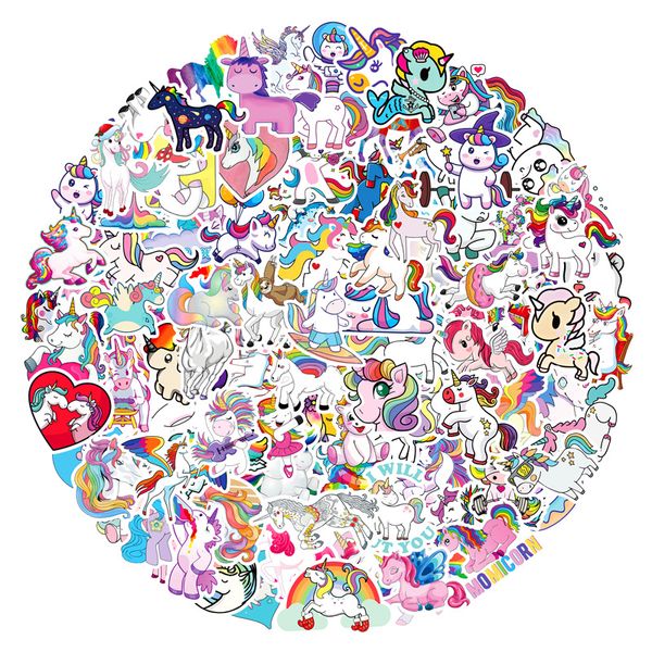 80-101PCS Nessuna ripetizione Adesivi simpatico cartone animato Anime Unicorno Fashion Band Auto Roadster Graffiti Adesivi Bici Bagaglio Laptop Skateboard Bottiglia d'acqua Decalcomanie 5 stili