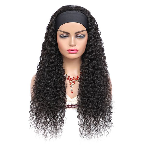 Großhandel mit Kopfbedeckungen aus Eisseide des Herstellers Water Wave Peruvian Hair Black Damenperückenstirnbänder