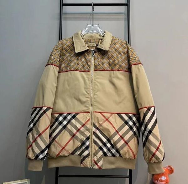Chaqueta de diseñador para hombre, chaqueta de béisbol a cuadros de manga larga, cazadora acolchada de algodón cálida de lujo, abrigo para hombre