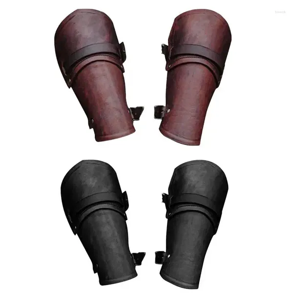 Ginocchiere Guanti protettivi in pelle per braccia esterne Cosplay Mediveal Knight Gauntlet Accessori per polsini Protezioni per le mani