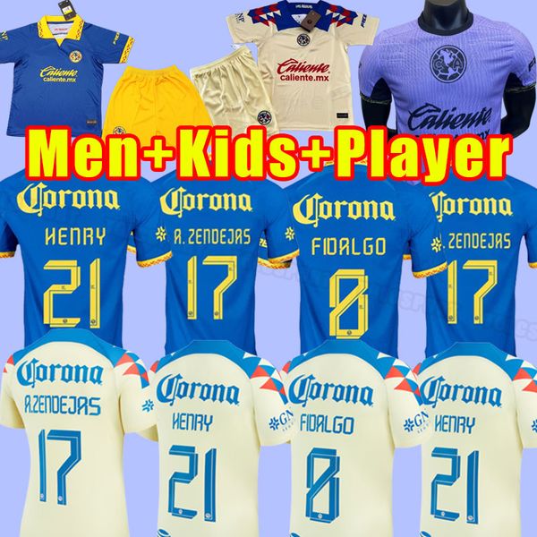 Fãs jogador Liga MX Club América 2023 2024 Camisas de futebol R.MARTINEZ GIOVANI F.VINAS casa fora 3º 23 24 homens de futebol camisa infantil conjunto completo kits terceiro