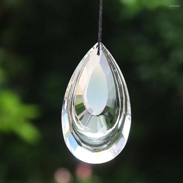 Lustre de cristal 75mm, transparente, camada dupla, gota de água, prisma, lágrimas de anjo, pingente facetado, montagem de vidro, acessório de iluminação de jardim