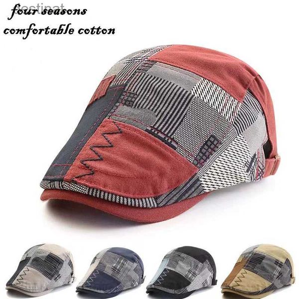 Berretti Berretto da baseball da uomo Primavera Estate da donna Originale Patchwork Plaid Pesca Guida Cappello da strillone Artista maschio Pittore CasquetteL231106