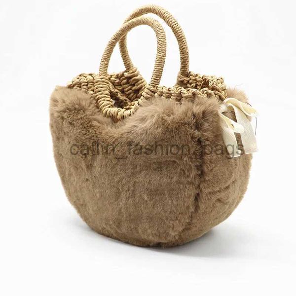 Borse a tracolla Borsa in tessuto da donna nuova invernale ragazze più paglia e borsa più giacca mini borsa in paglia cestino piccola Borsa a tracollacatlin_fashion_bags